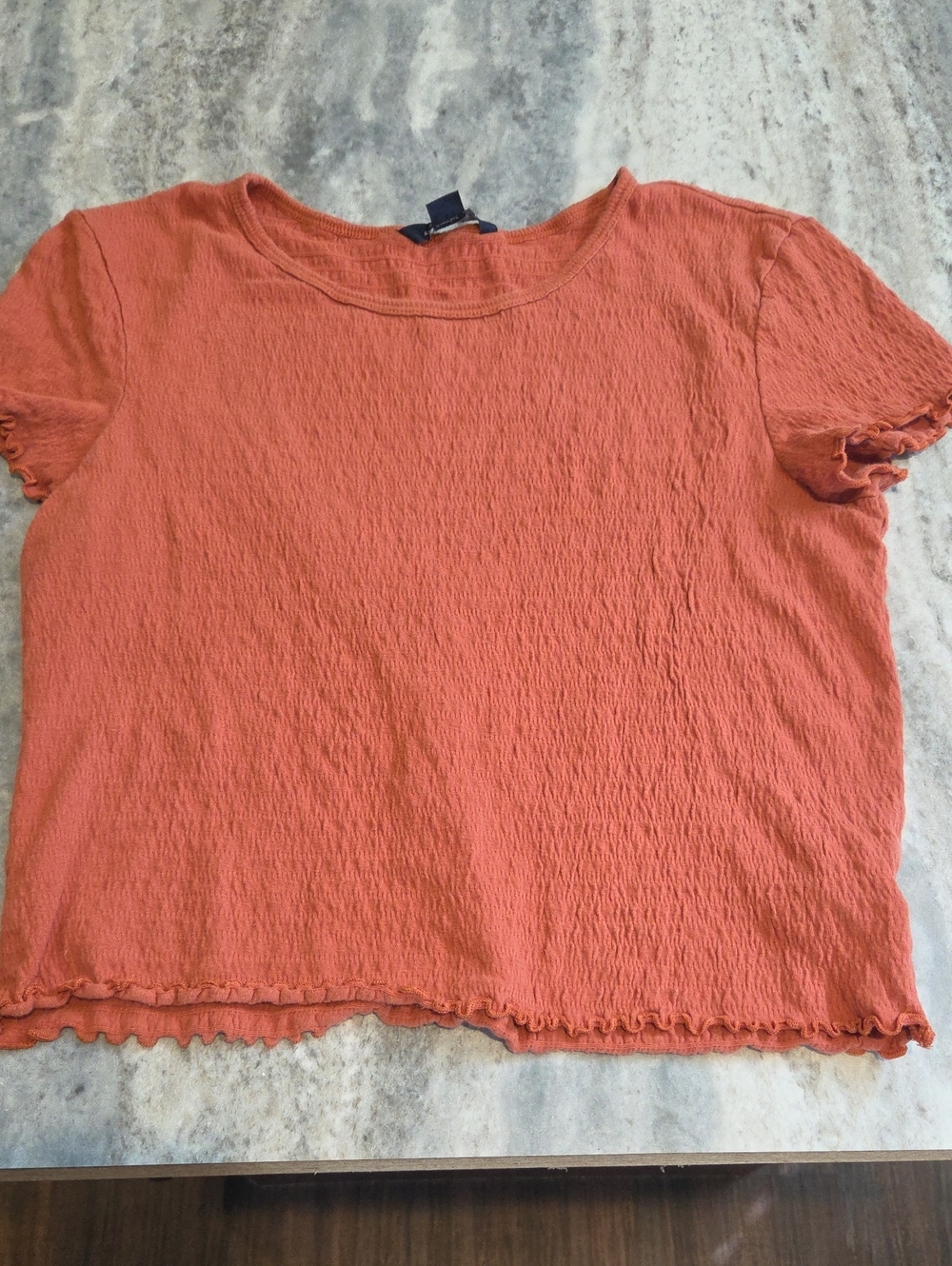 American Eagle Outfitters Rust Coral Short Sleeve Crop Top